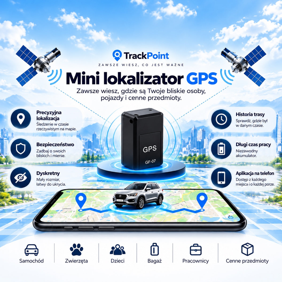 TrackPoint GF07 – lokalizator GPS z mapą
