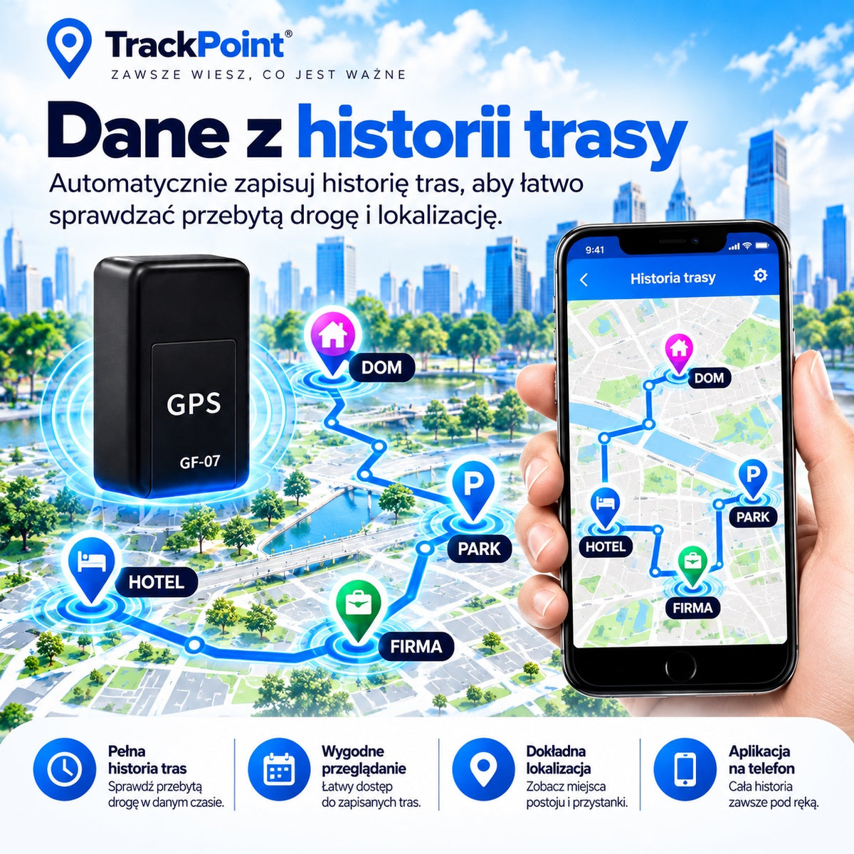 TrackPoint GF-07 – dane z historii trasy