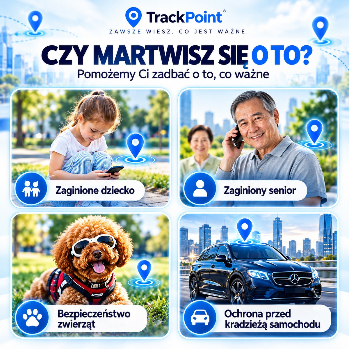 TrackPoint – zastosowania lokalizatora GPS: dziecko, senior, zwierzęta i samochód